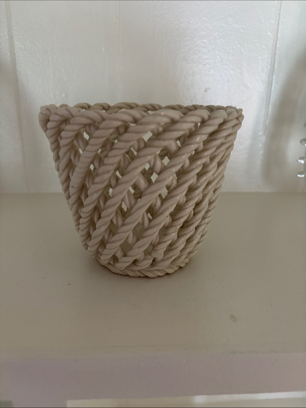 Woven Rope Accent Planter - Cream